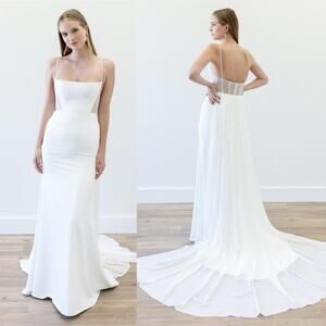 NWT Willowby by Watters Beatrice 50310 Ivory Illusion Chiffon Wedding Gown 10